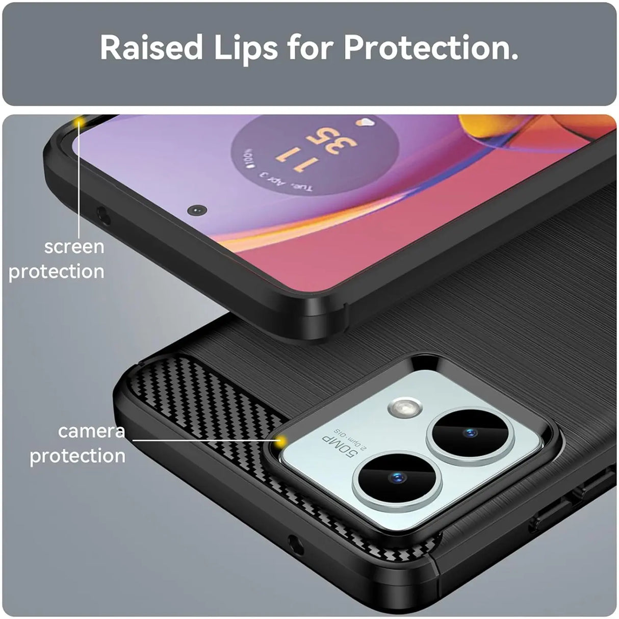 Stylische und elegante Handyhülle für Motorola Moto G84 5G in Carbonoptik