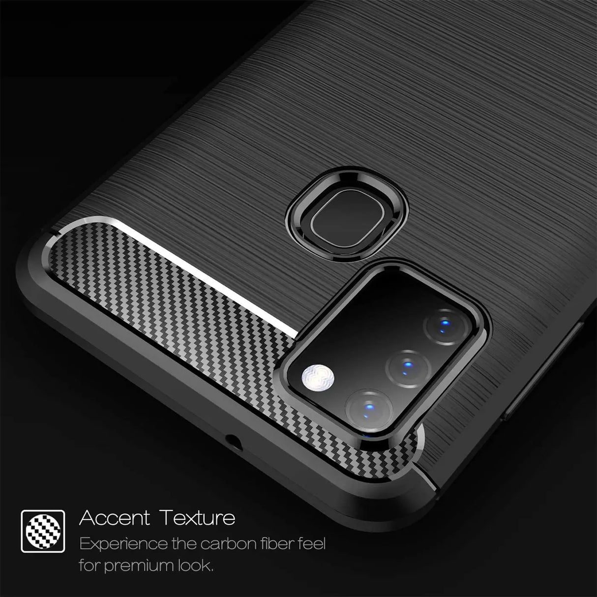 Stylische und elegante Handyhülle für Samsung Galaxy A21s in Carbonoptik