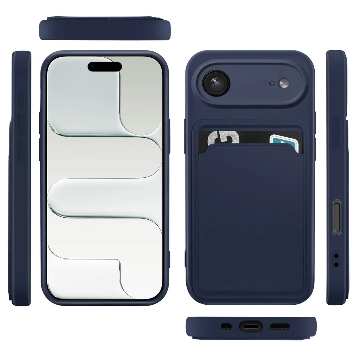 iPhone Air Handyhülle in Blau mit Kameraschutz und Kartenfach