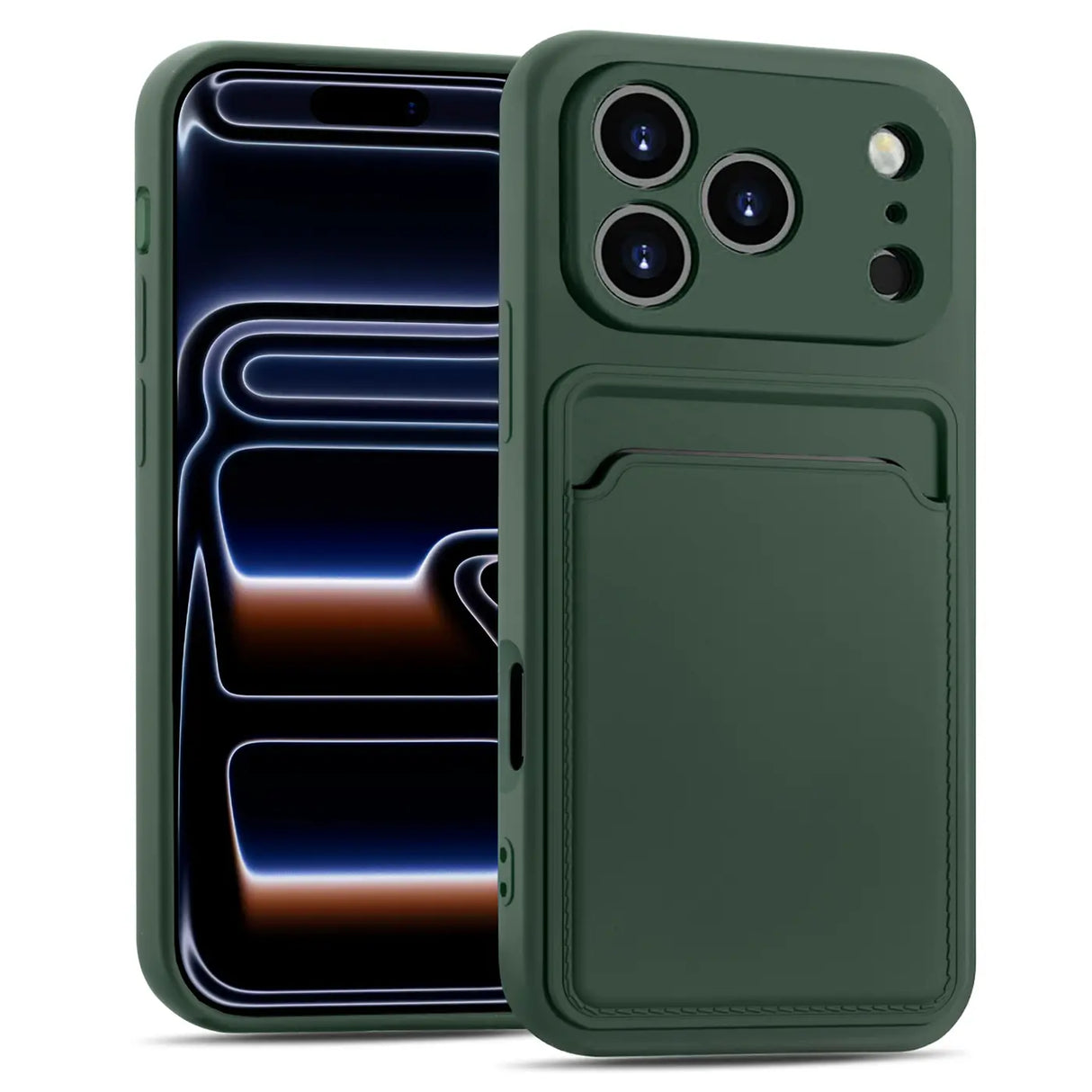 iPhone 17 Pro Handyhülle in Grün mit Kameraschutz und Kartenfach