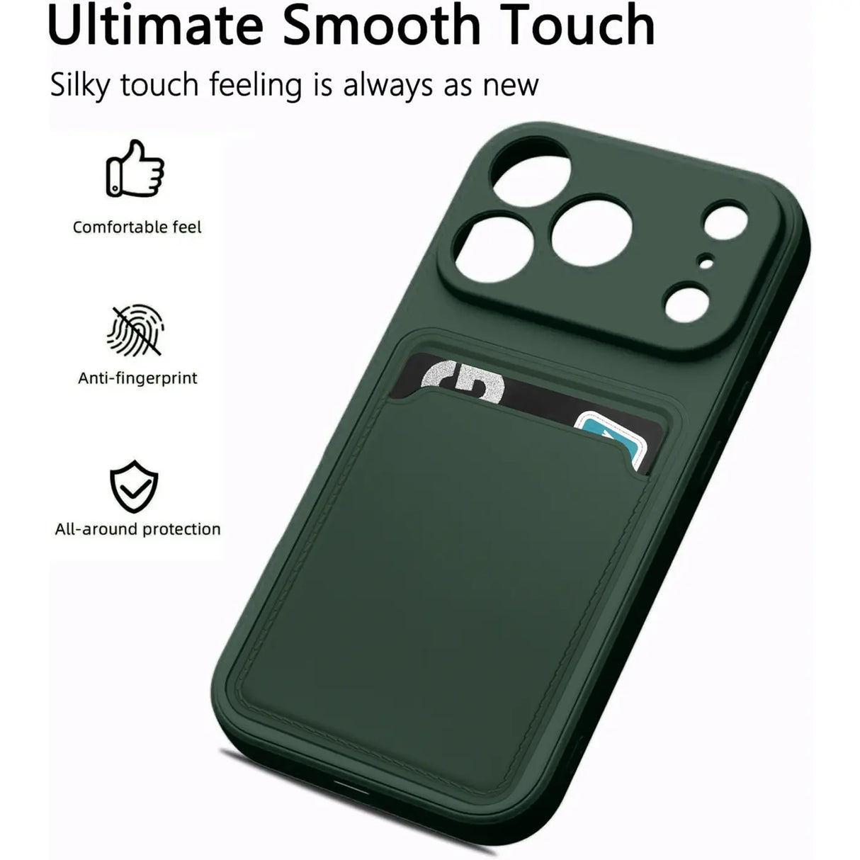 iPhone 17 Pro Handyhülle in Grün mit Kameraschutz und Kartenfach