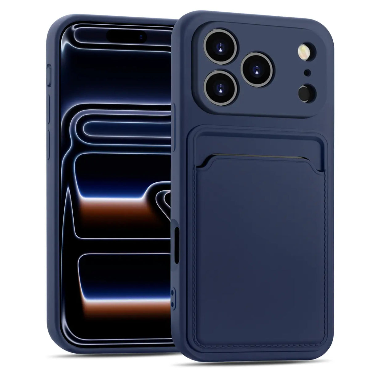 iPhone 17 Pro Max Handyhülle in Blau mit Kameraschutz und Kartenfach