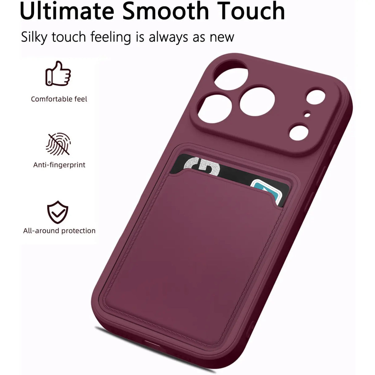 iPhone 17 Pro Max Handyhülle in Lila mit Kameraschutz und Kartenfach