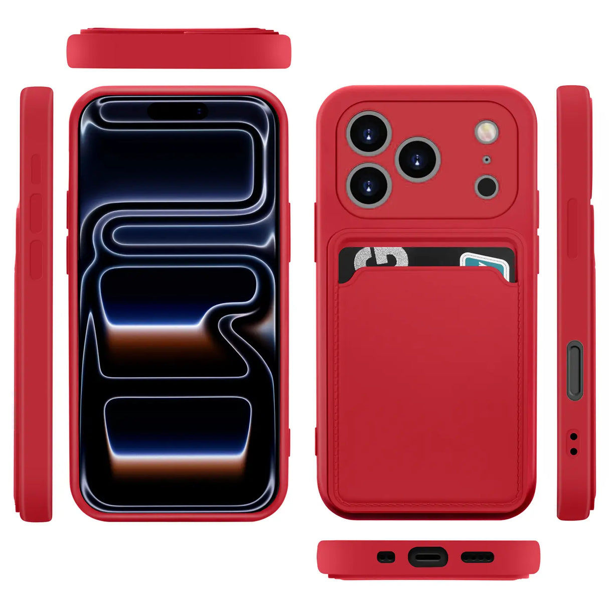 iPhone 17 Pro Handyhülle in Rot mit Kameraschutz und Kartenfach