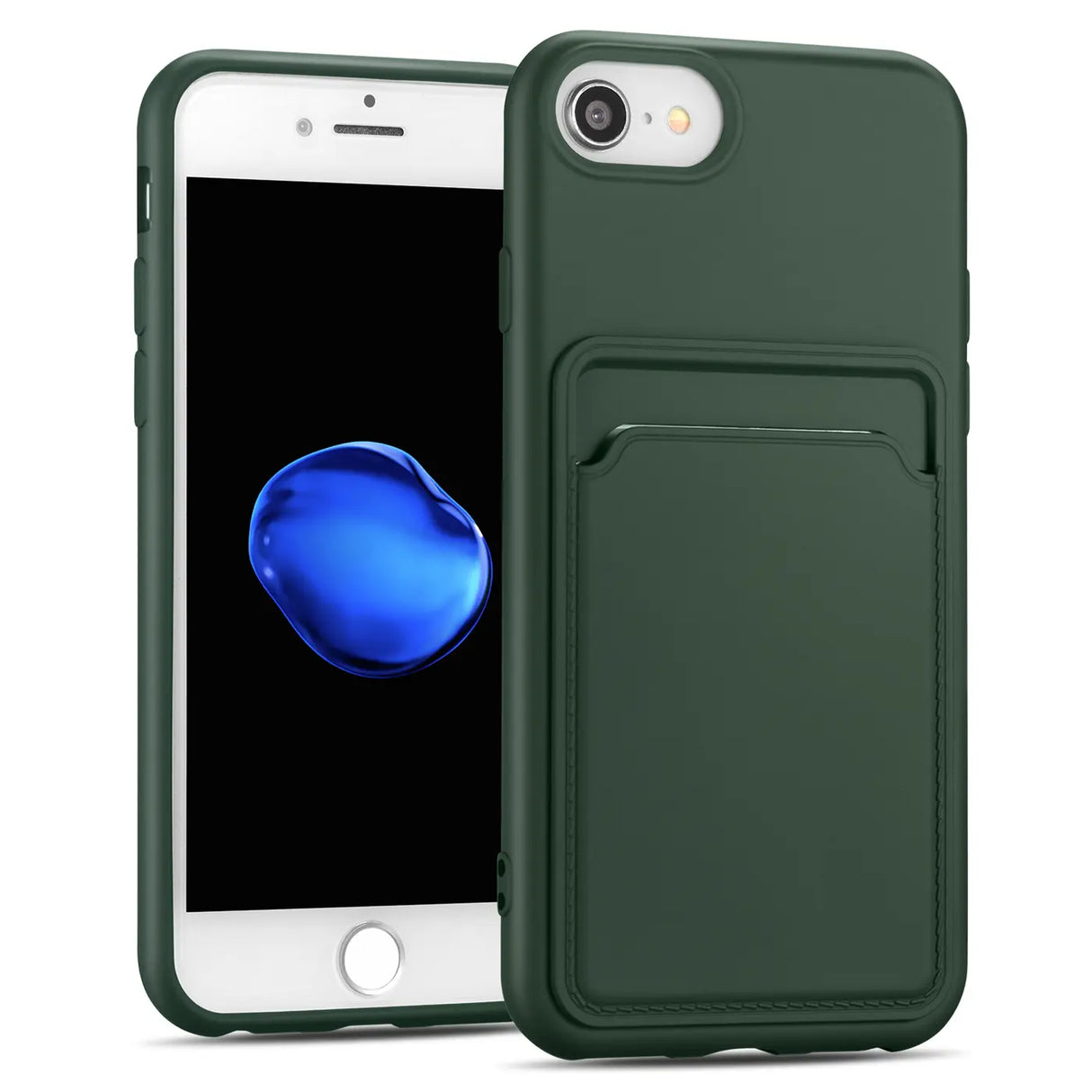 iPhone 7 / 8 / SE 2 / SE 3 Handyhülle in Grün mit Kameraschutz und Kartenfach