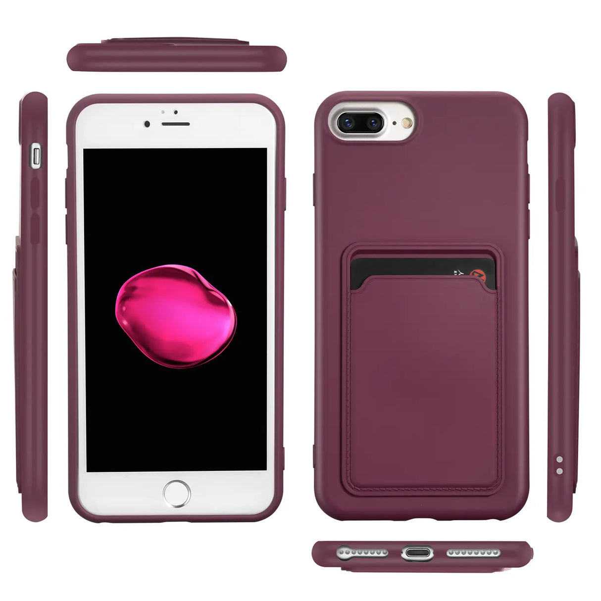 iPhone 7 Plus / 8 Plus Handyhülle in Lila mit Kameraschutz und Kartenfach