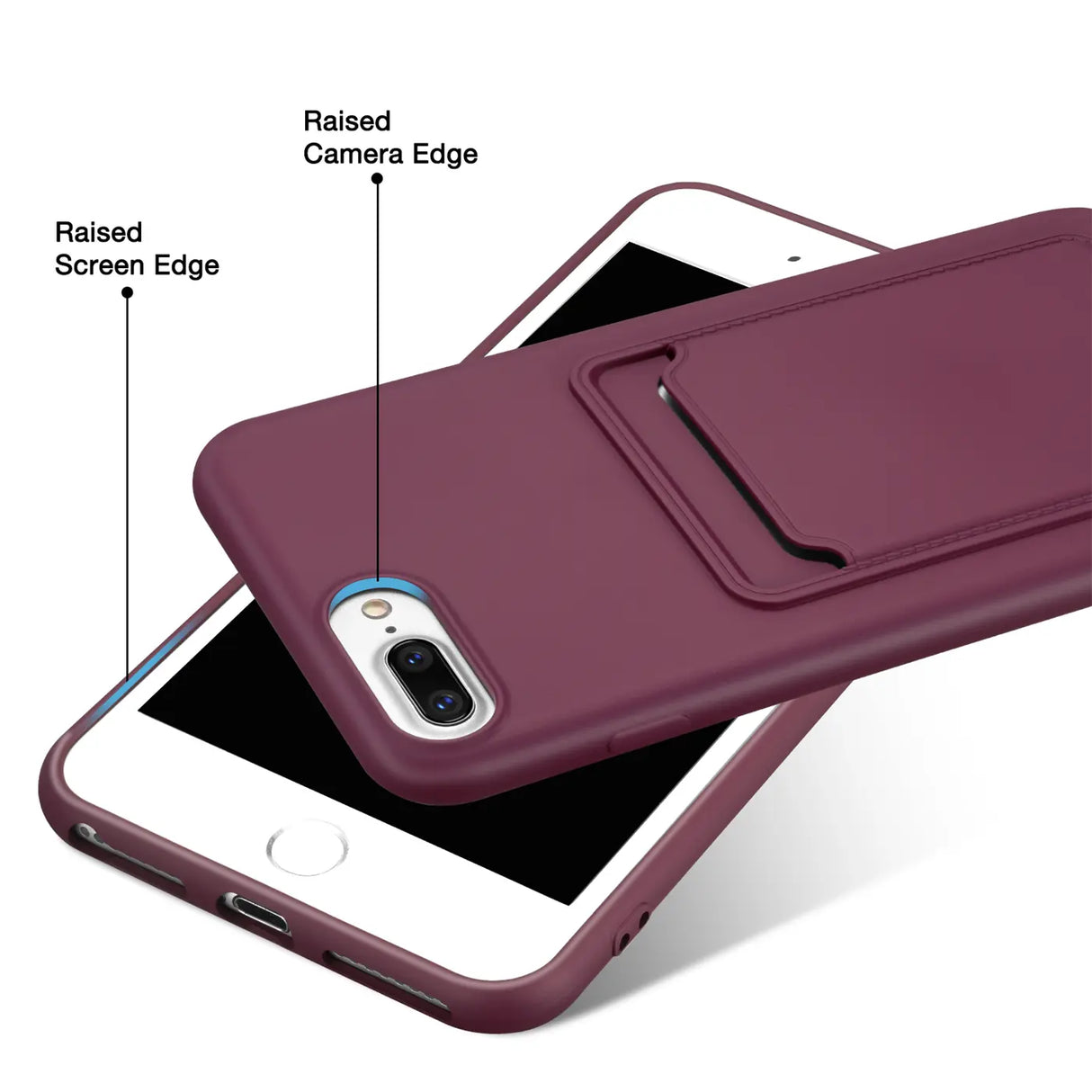 iPhone 7 Plus / 8 Plus Handyhülle in Lila mit Kameraschutz und Kartenfach