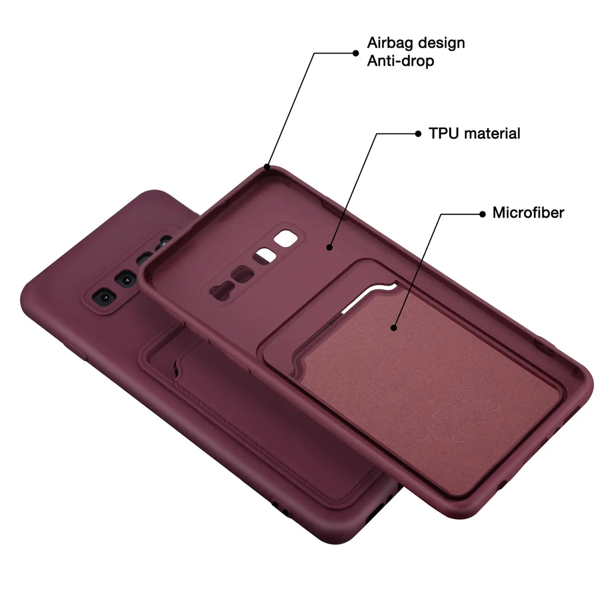 Samsung Galaxy S10 Handyhülle in Lila mit Kameraschutz und Kartenfach