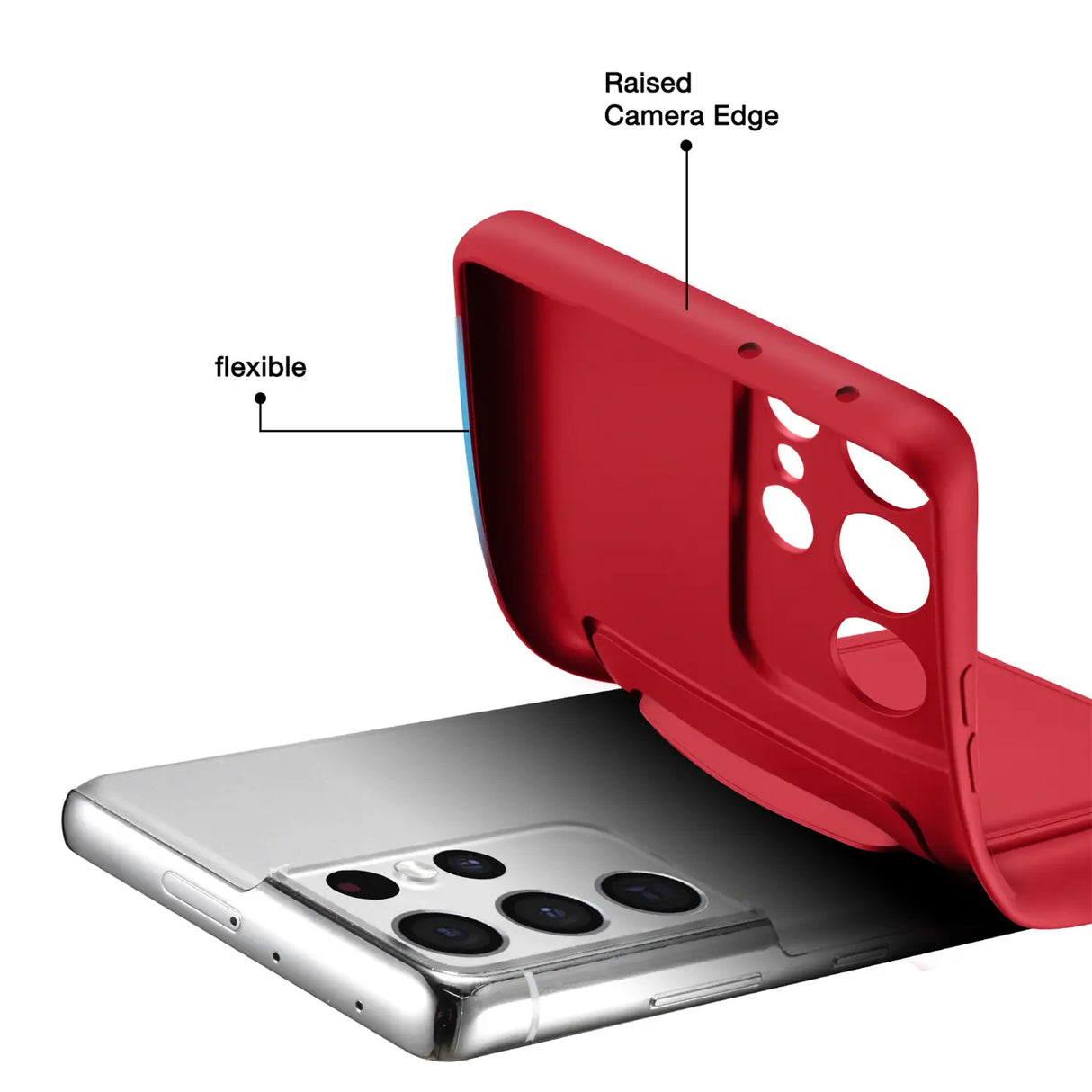 Samsung Galaxy S21 Ultra Handyhülle in Rot mit Kameraschutz und Kartenfach