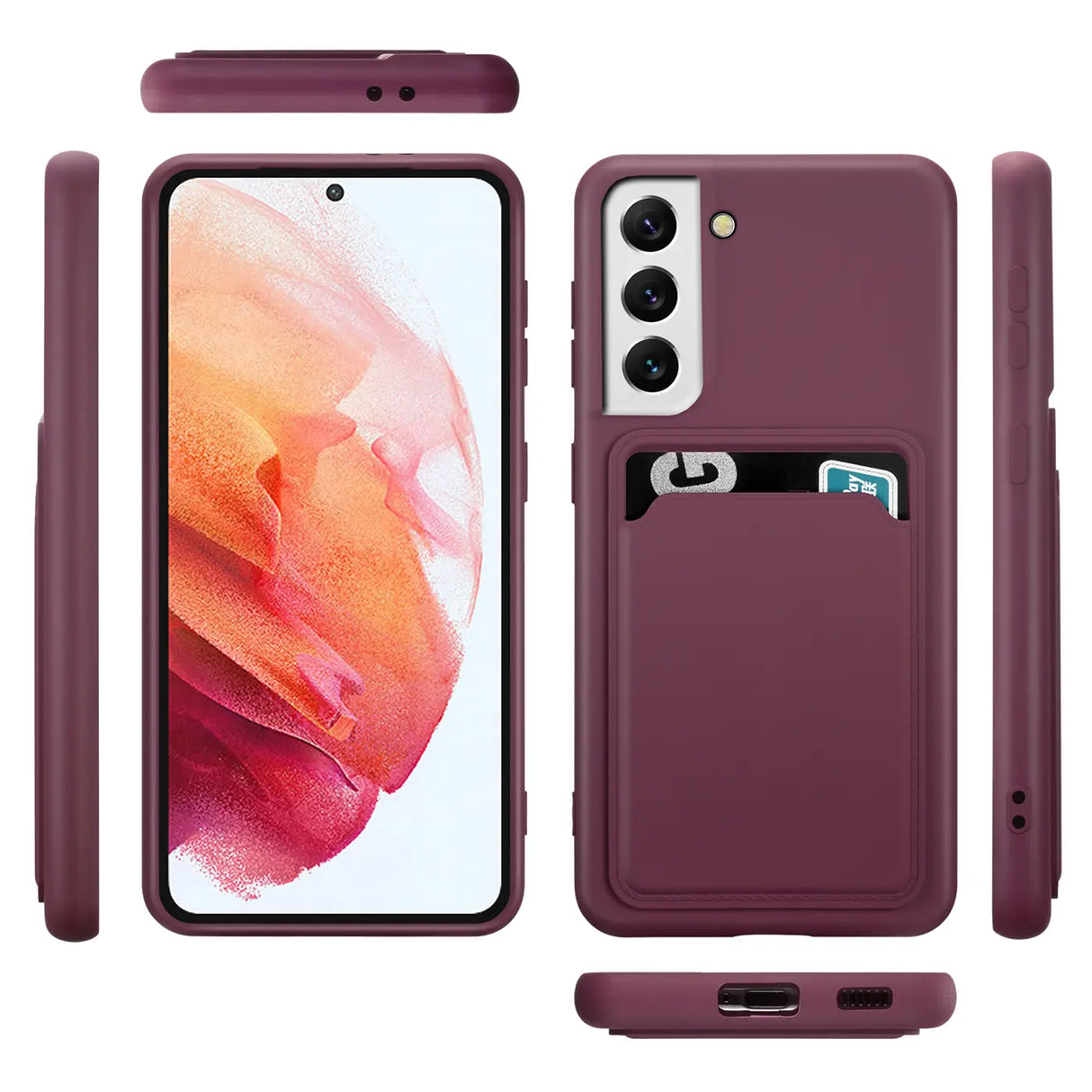 Samsung Galaxy S22 Plus Handyhülle in Lila mit Kameraschutz und Kartenfach