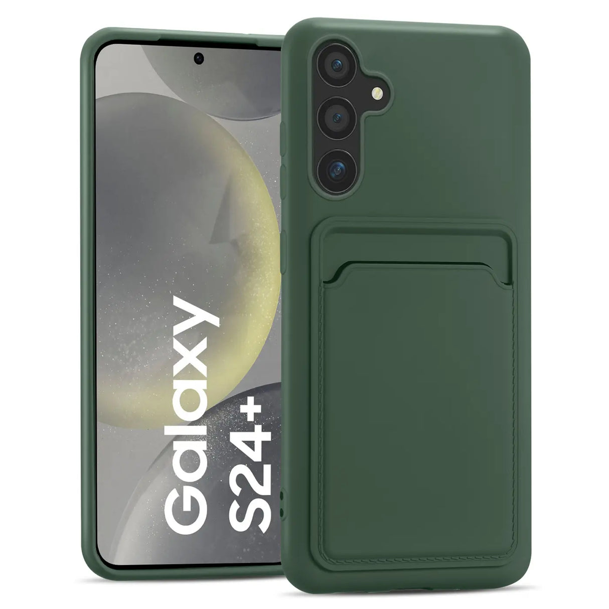 Samsung Galaxy S24 Plus Handyhülle in Grün mit Kameraschutz und Kartenfach