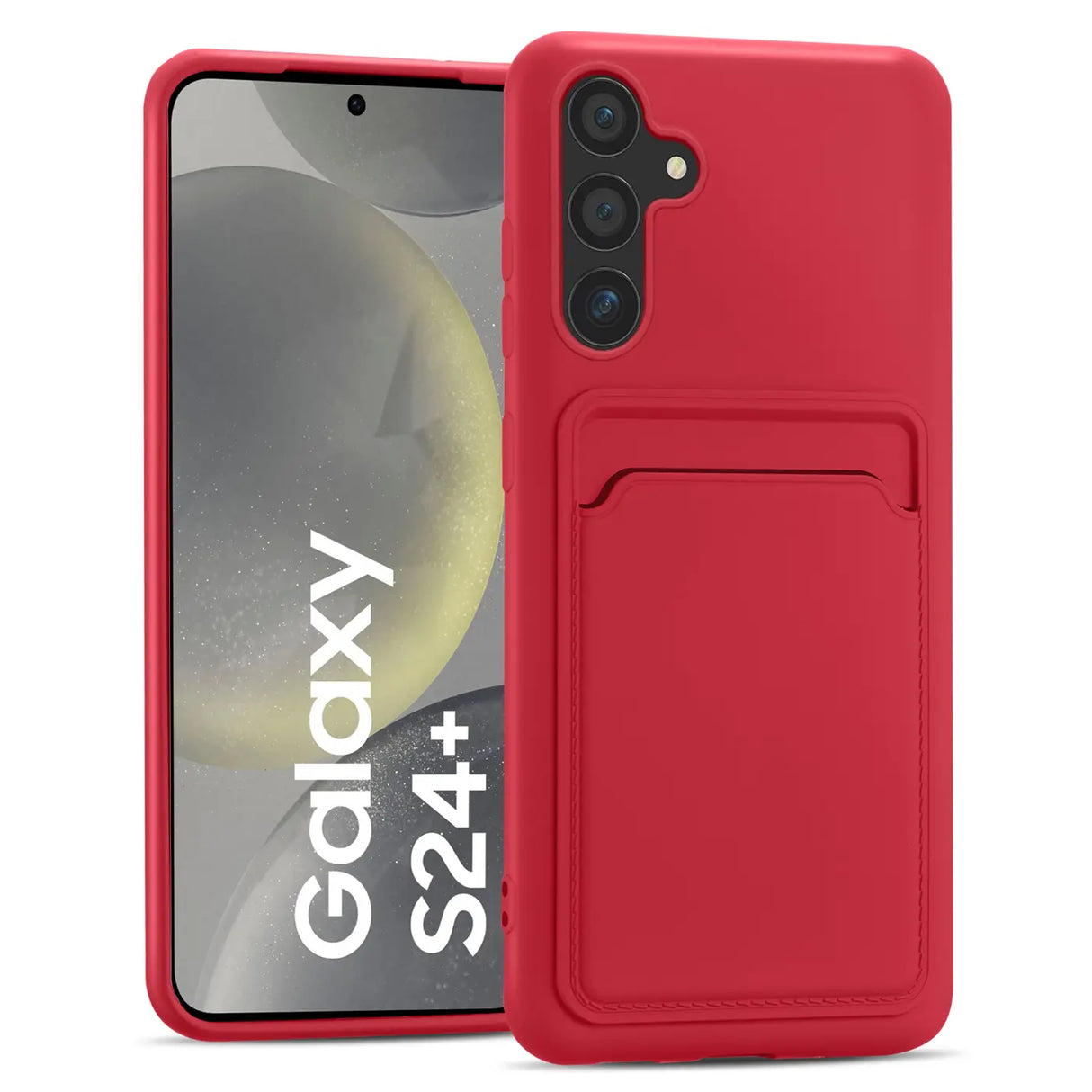 Samsung Galaxy S24 Plus Handyhülle in Rot mit Kameraschutz und Kartenfach