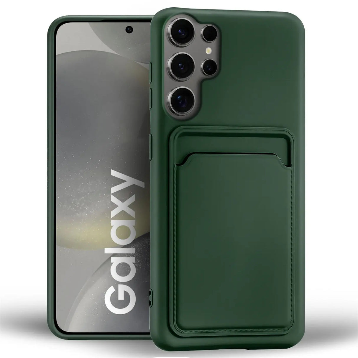 Samsung Galaxy S24 Ultra Handyhülle in Grün mit Kameraschutz und Kartenfach