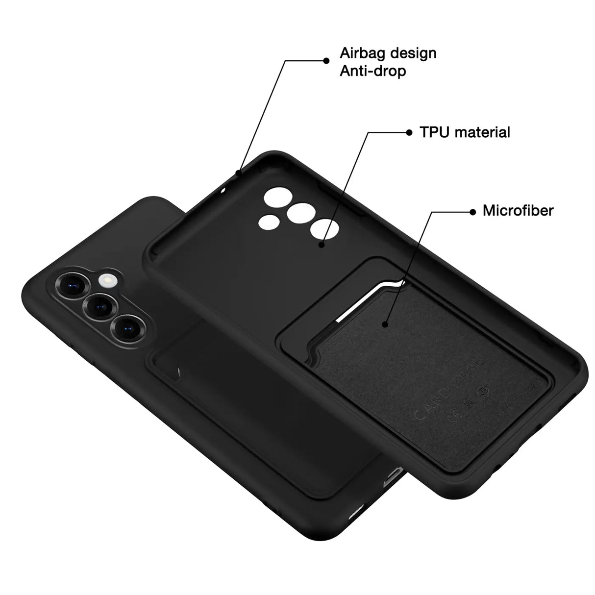 Samsung Galaxy S25+ Handyhülle in Schwarz mit Kameraschutz und Kartenfach