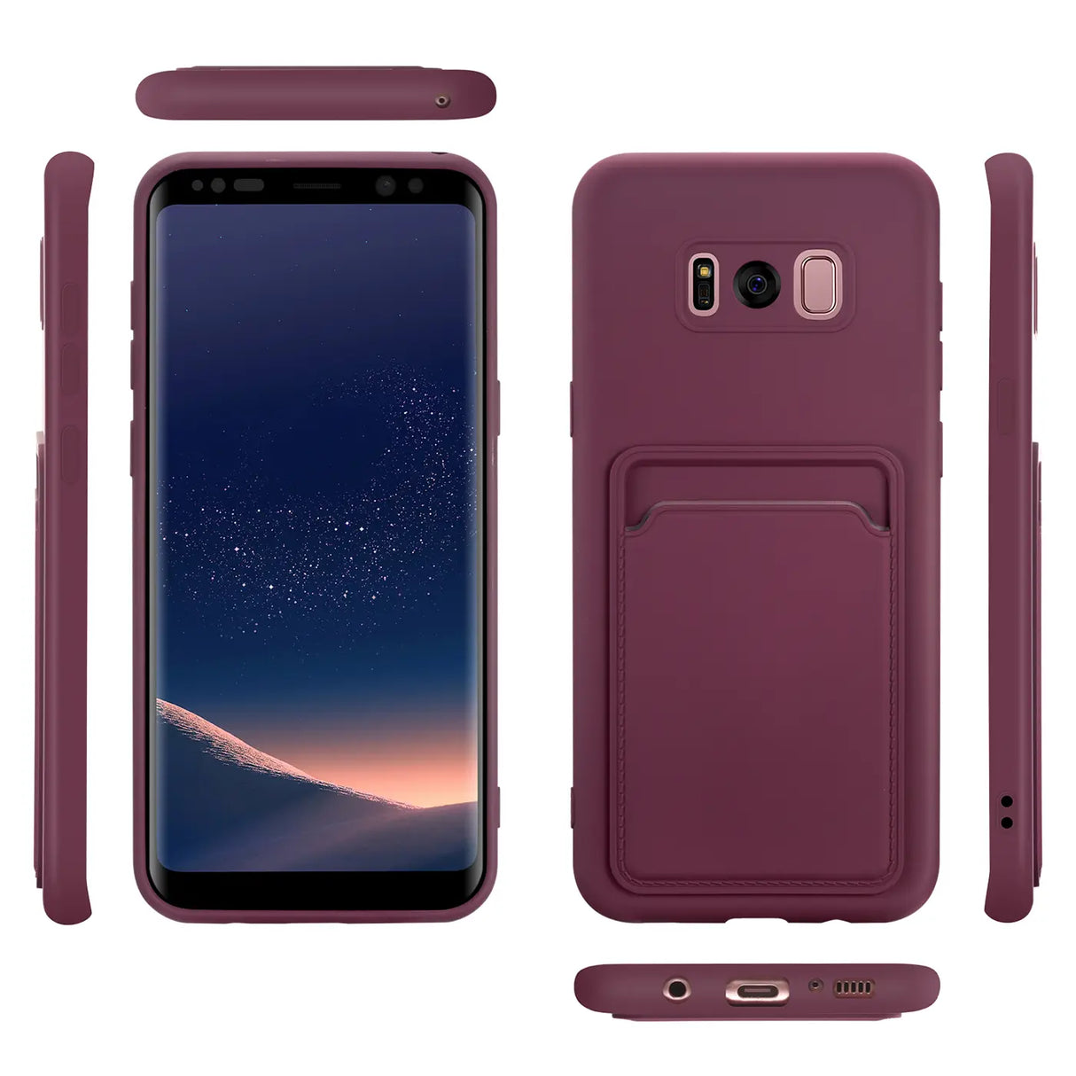 Samsung Galaxy S8 Plus Handyhülle in Lila mit Kameraschutz und Kartenfach