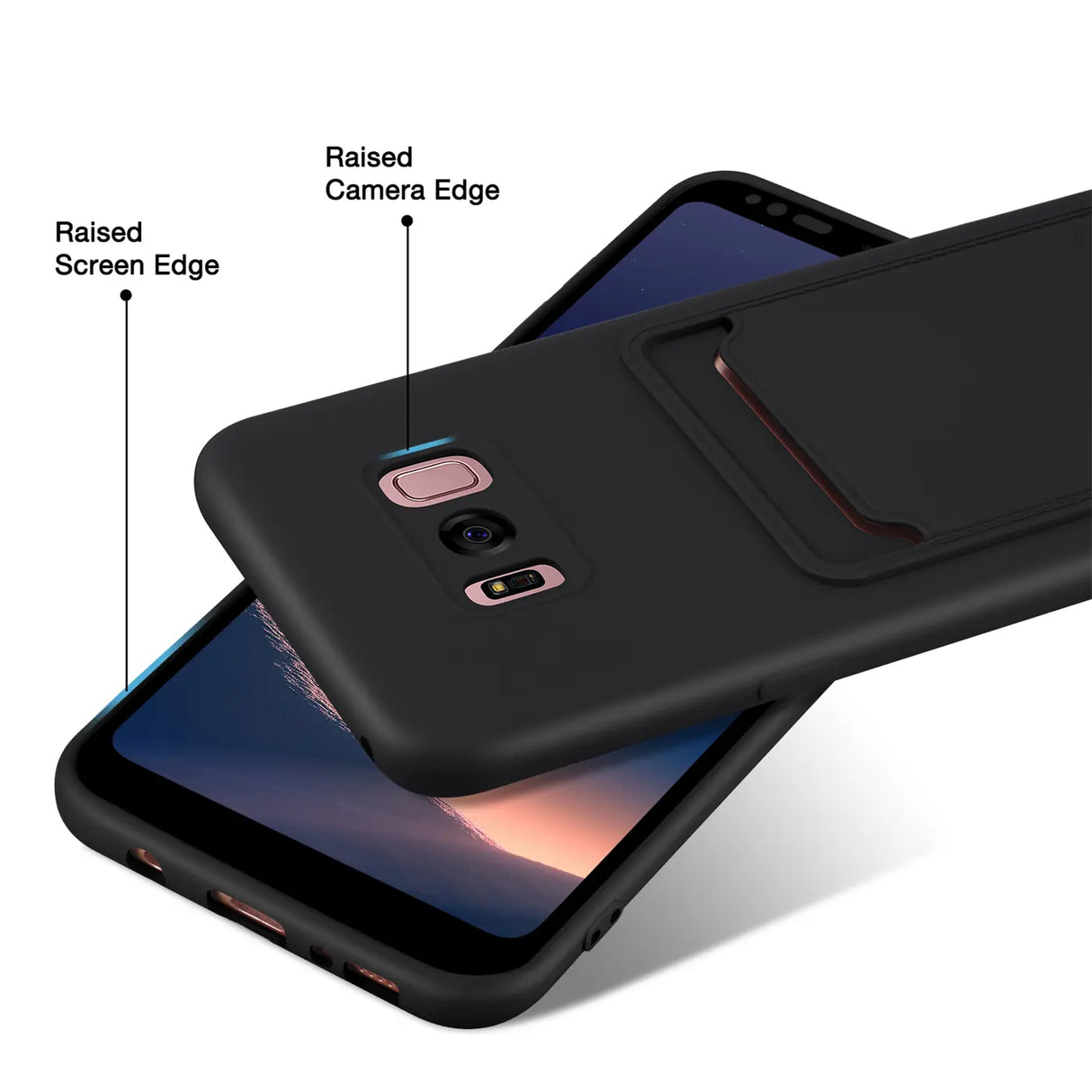 Samsung Galaxy S8 Handyhülle in Schwarz mit Kameraschutz und Kartenfach