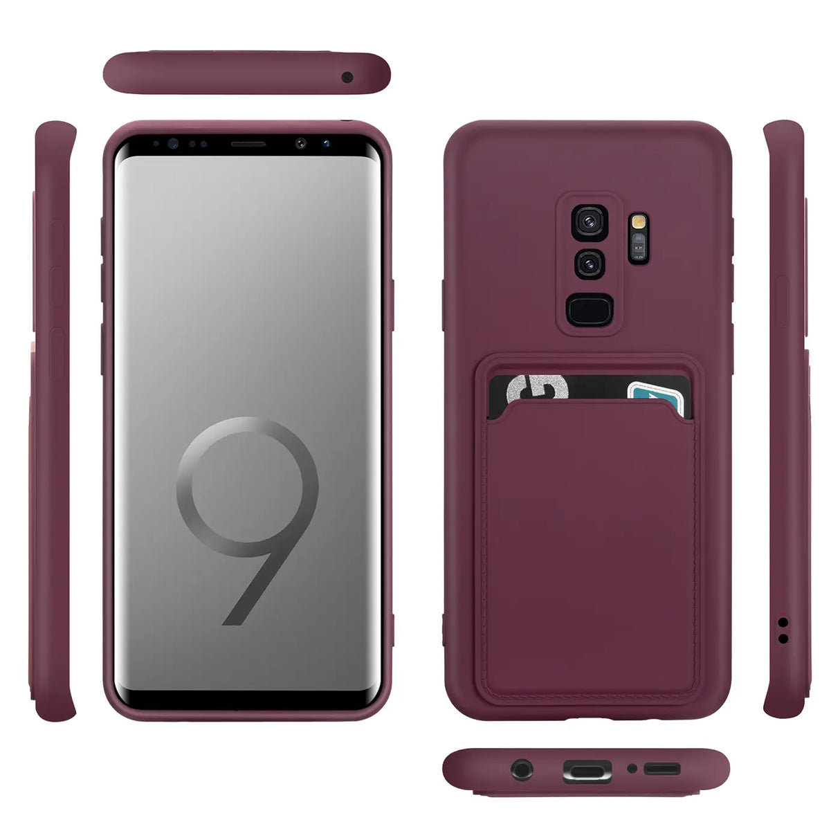 Samsung Galaxy S9 Plus Handyhülle in Lila mit Kameraschutz und Kartenfach