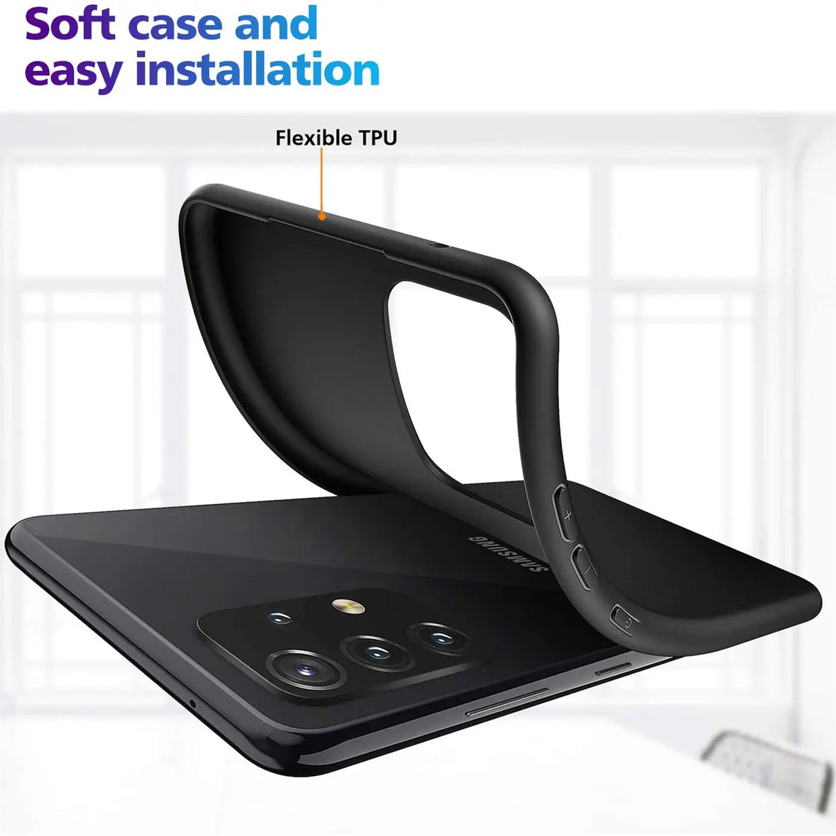 Flexible und sichere TPU Handyhülle für Samsung Galaxy A52 / A52 5G / A52S 5G in Schwarz