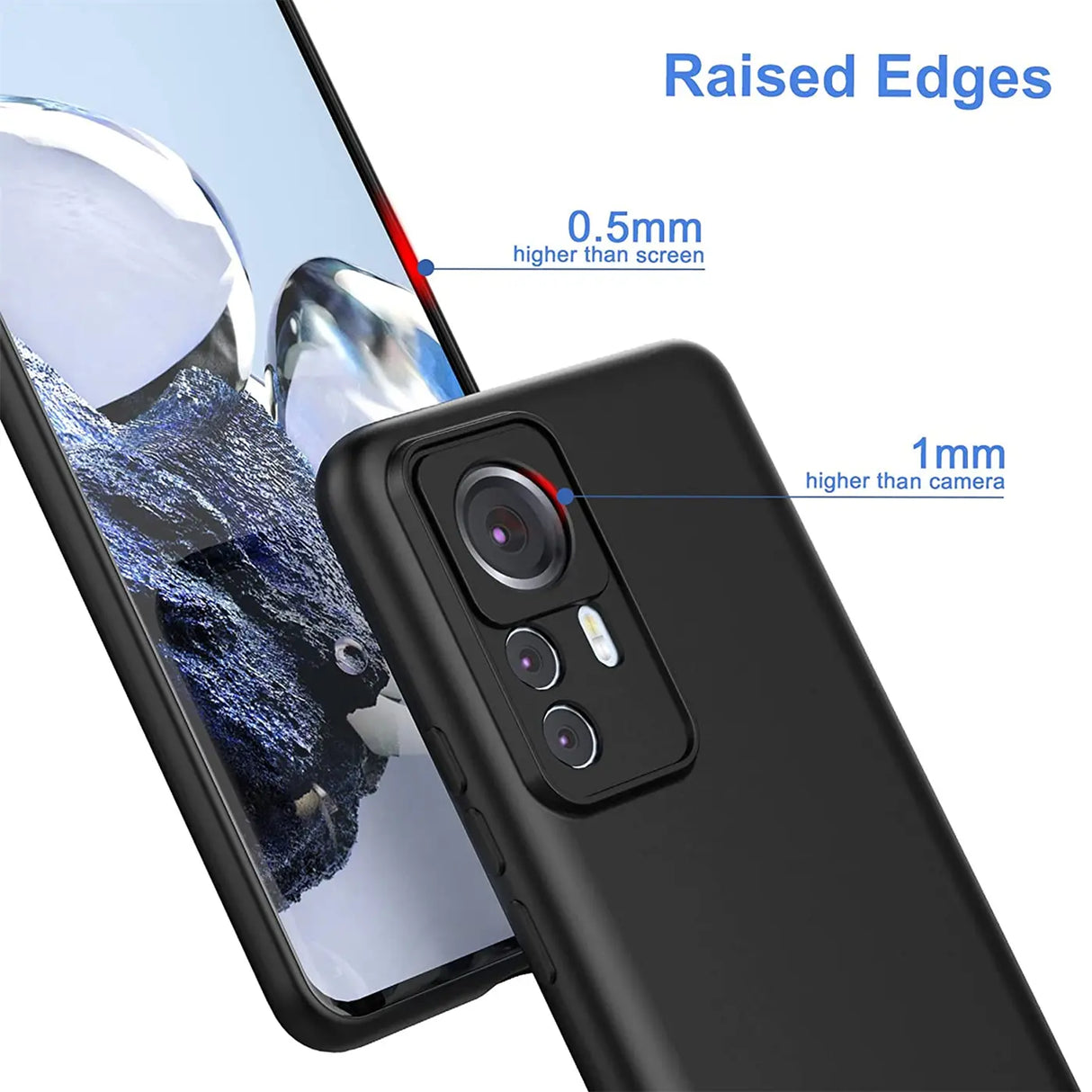 Flexible und sichere TPU Handyhülle für Xiaomi 12T / 12T Pro in Schwarz