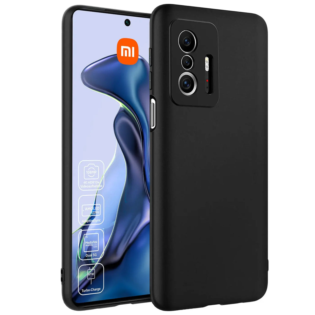 Flexible und sichere TPU Handyhülle für Xiaomi Mi 11T / Mi 11T Pro in Schwarz