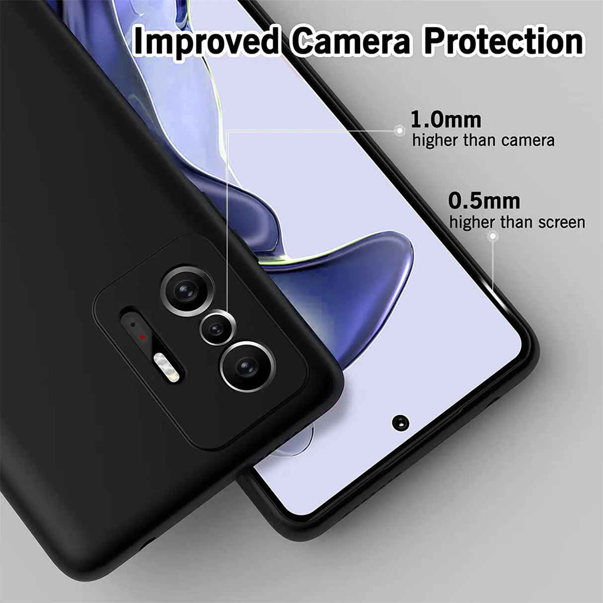 Flexible und sichere TPU Handyhülle für Xiaomi Mi 11T / Mi 11T Pro in Schwarz