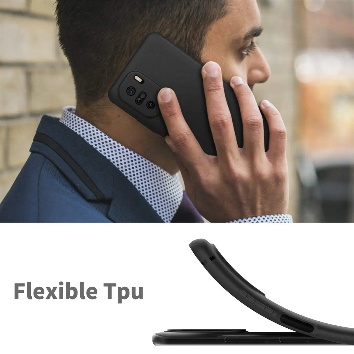 Flexible und sichere TPU Handyhülle für Xiaomi Poco F3 / Mi 11i in Schwarz