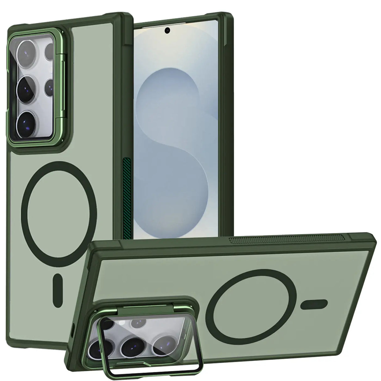 MagSafe Hülle mit multifunktionalem Schutzglas für Samsung Galaxy S25 Ultra – Schützt und dient als Stand