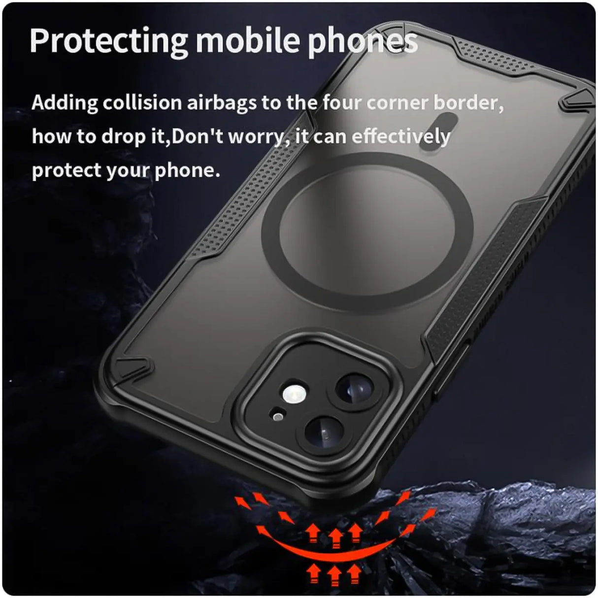 Stoßfeste, MagSafe-kompatible Handyhülle mit halbtransparenter Rückseite für iPhone 12