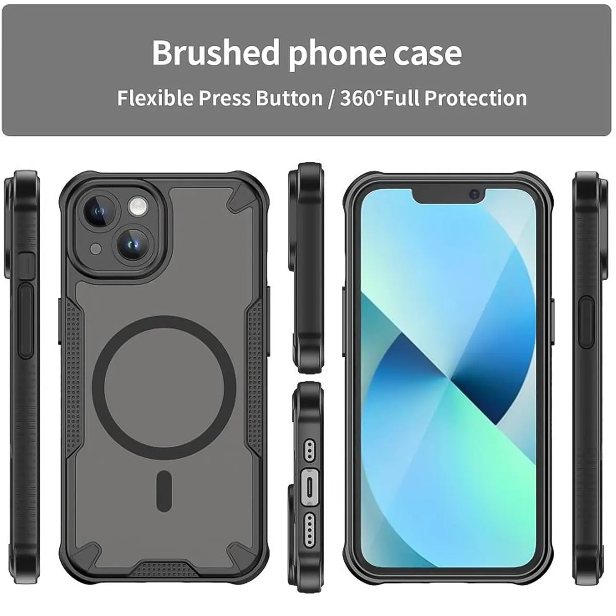 Stoßfeste, MagSafe-kompatible Handyhülle mit halbtransparenter Rückseite für iPhone 13