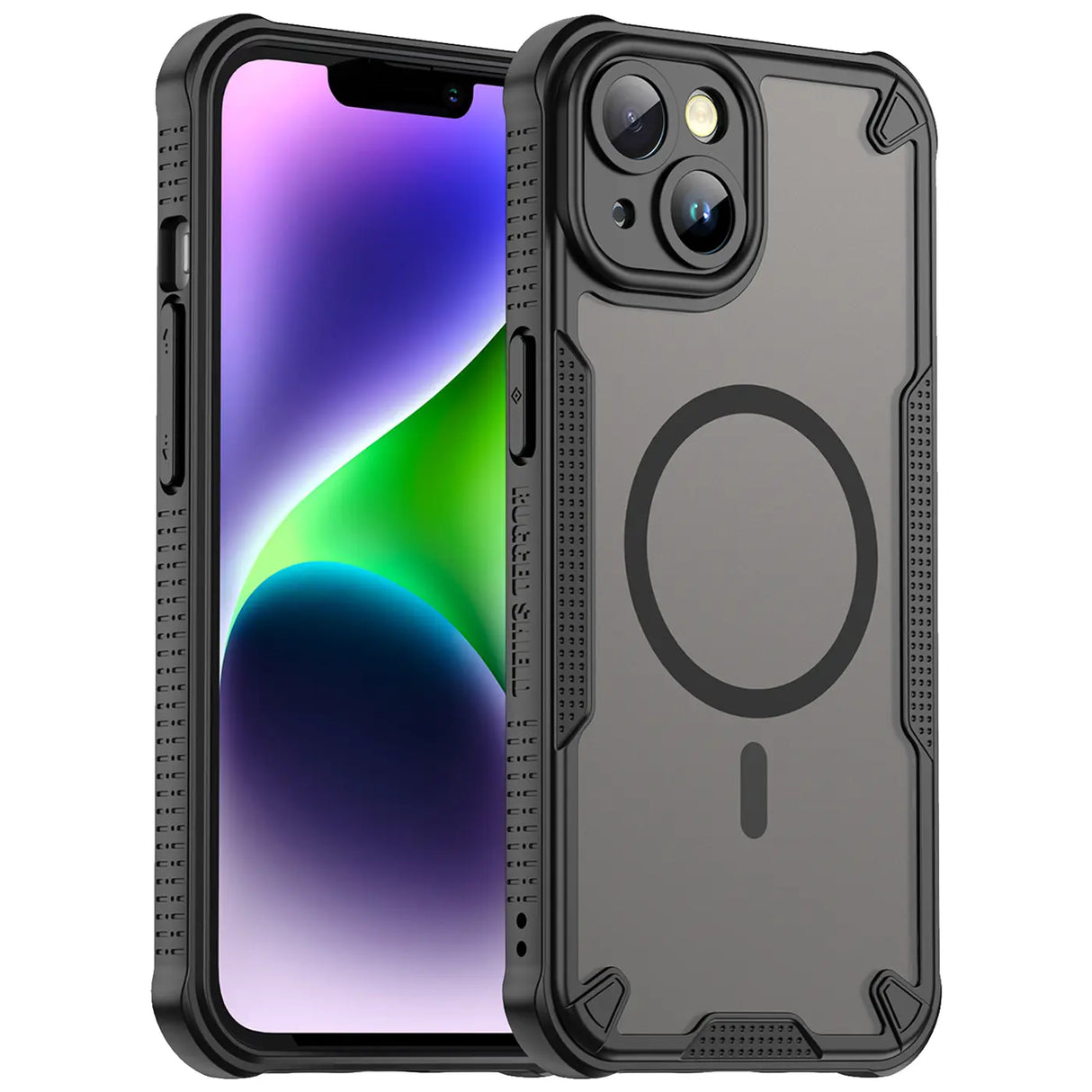 Stoßfeste, MagSafe-kompatible Handyhülle mit halbtransparenter Rückseite für iPhone 14