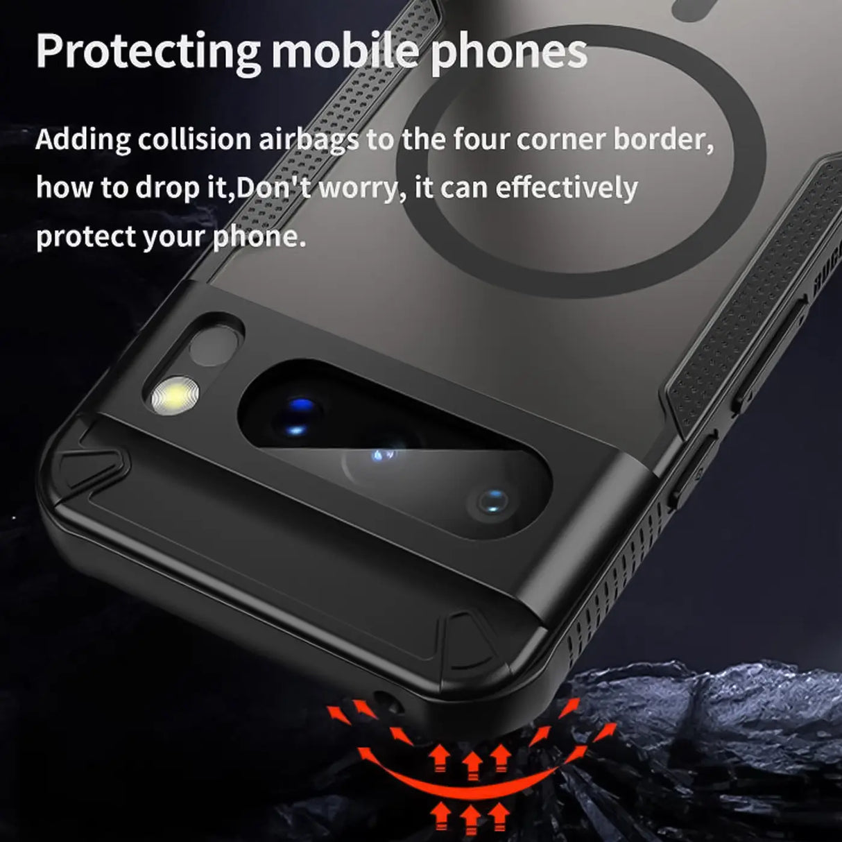 Stoßfeste, MagSafe-kompatible Handyhülle mit halbtransparenter Rückseite für Google Pixel 8 Pro