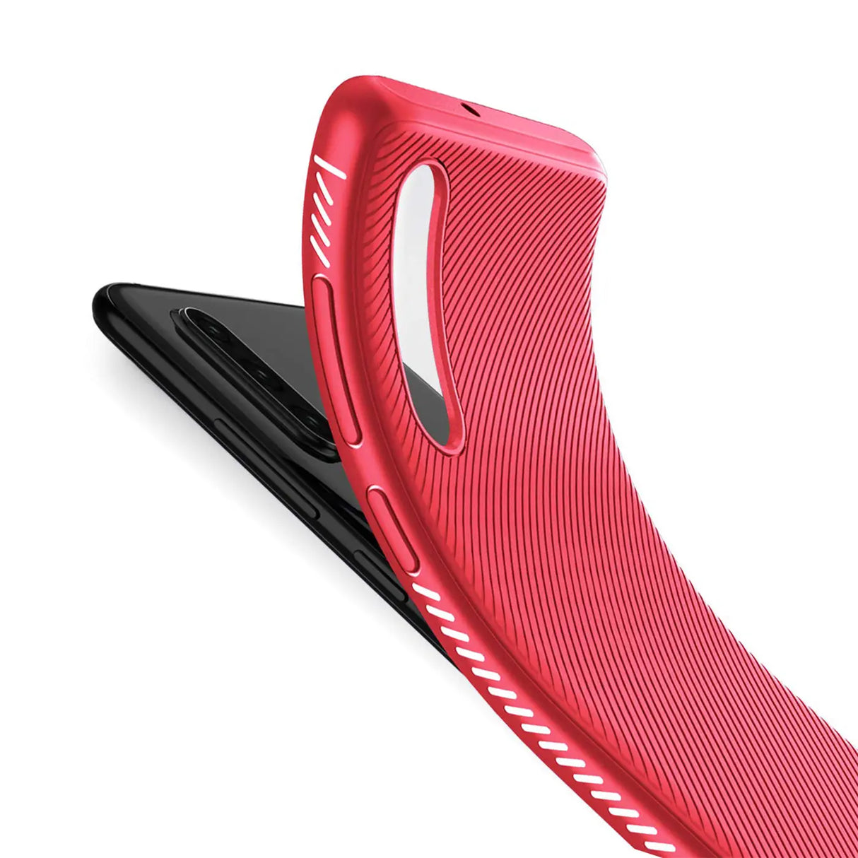 Elegante Handyhülle für Huawei P30 in Rot, angenehme Haptik