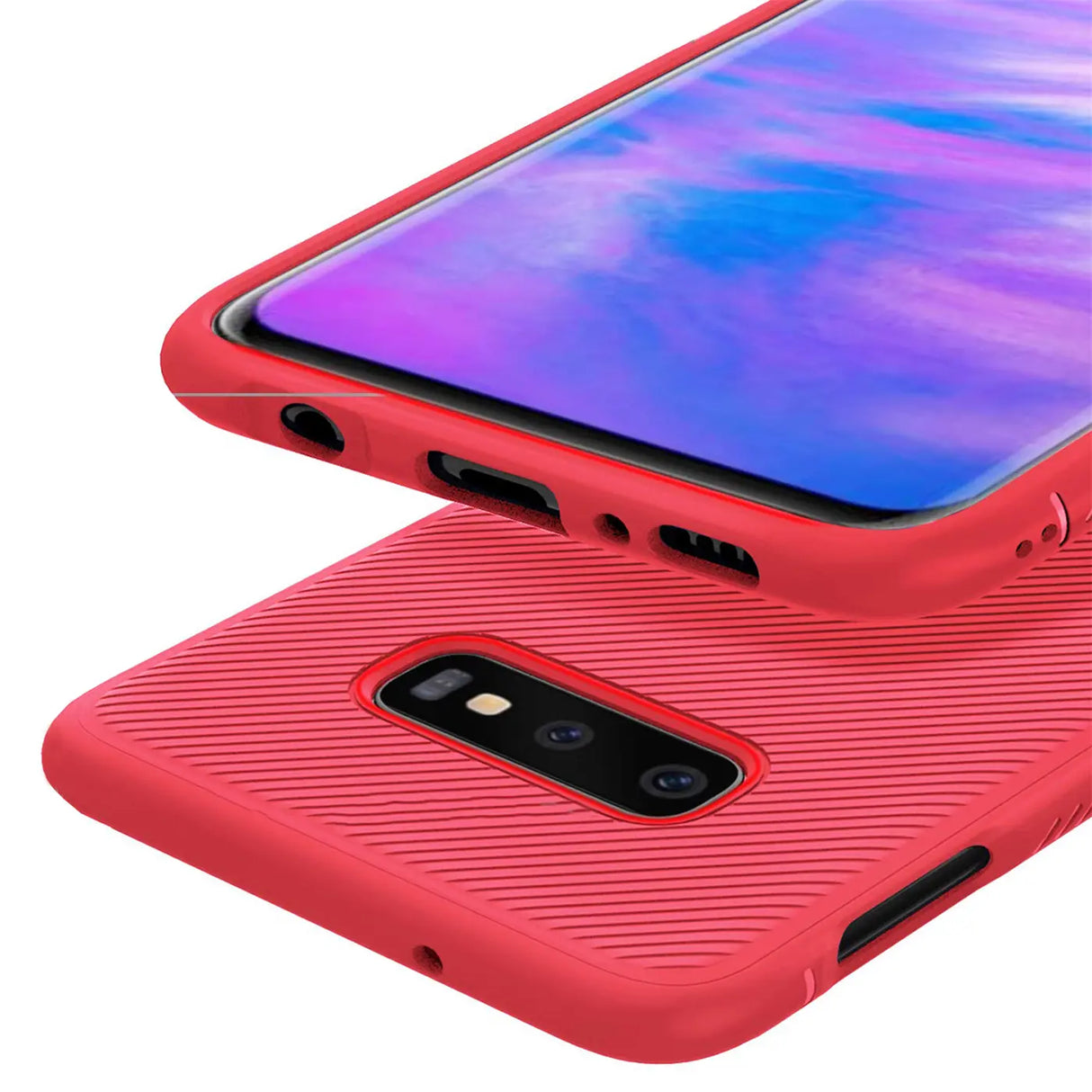 Elegante Handyhülle für Samsung Galaxy S10E in Rot, angenehme Haptik