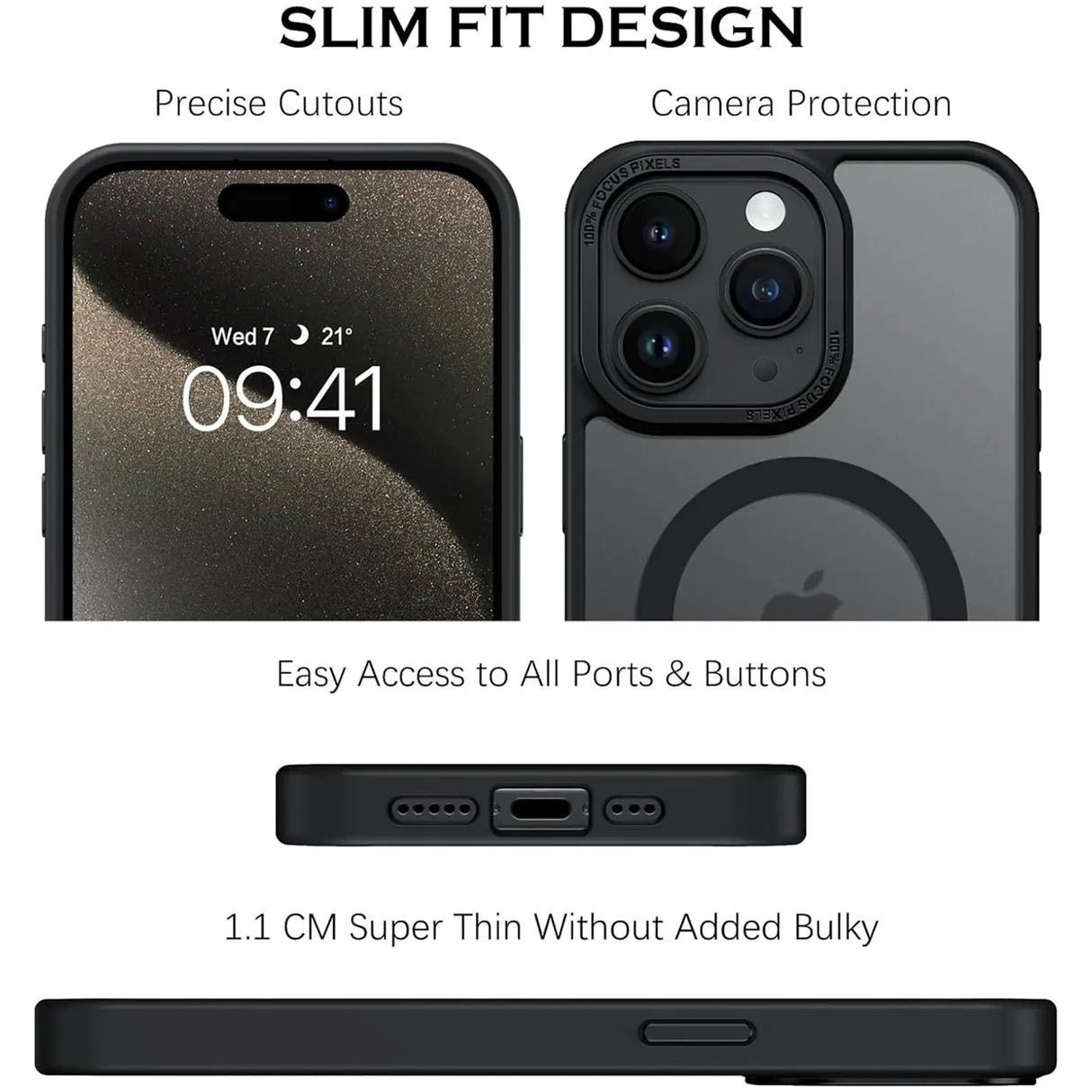 iPhone 15 Pro Max Hülle mit MagSafe, stoßabsorbierendem Material, erhöhtem Kameraschutz und schlankem Frame-Design in verschiedenen Farben