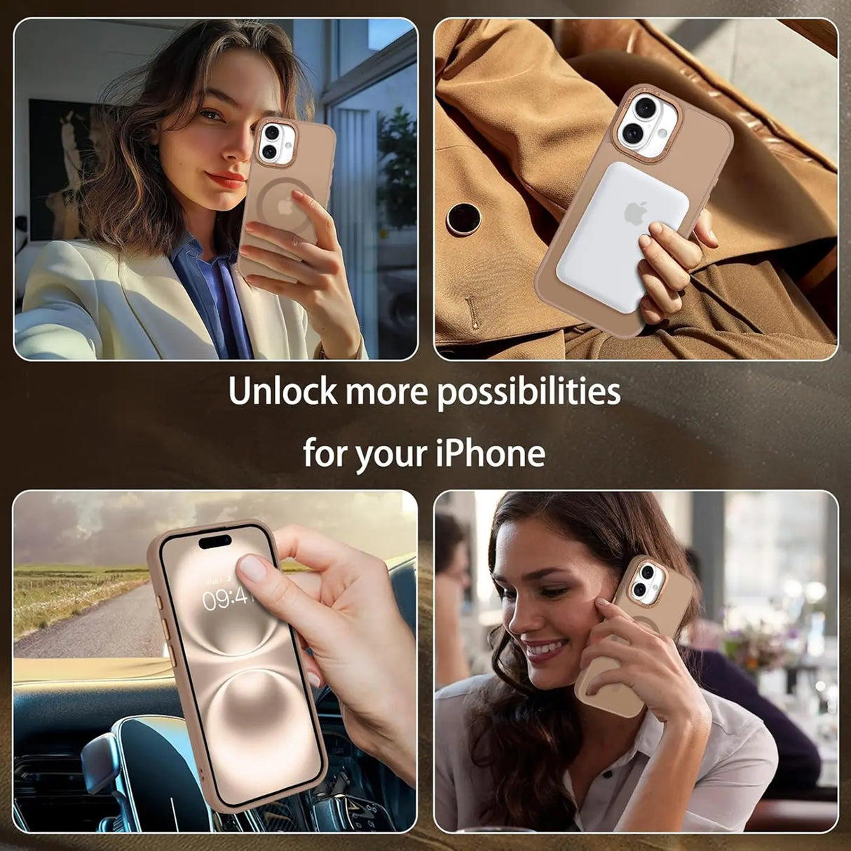 iPhone 16 Hülle mit MagSafe, stoßabsorbierendem Material, erhöhtem Kameraschutz und schlankem Frame-Design in verschiedenen Farben