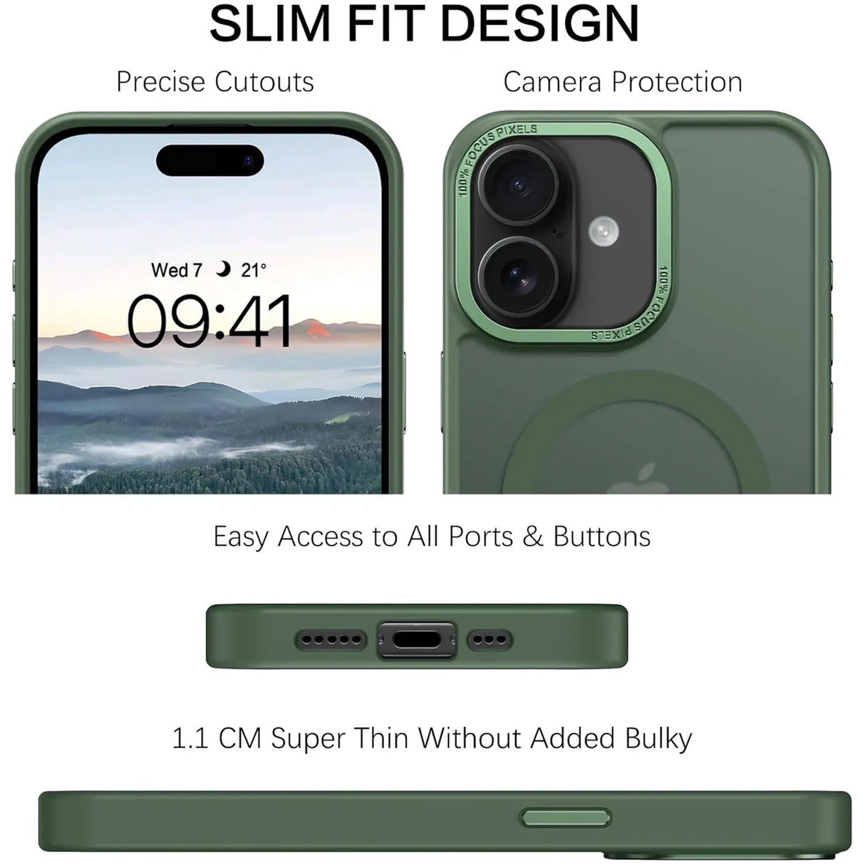 iPhone 16 Hülle mit MagSafe, stoßabsorbierendem Material, erhöhtem Kameraschutz und schlankem Frame-Design in verschiedenen Farben