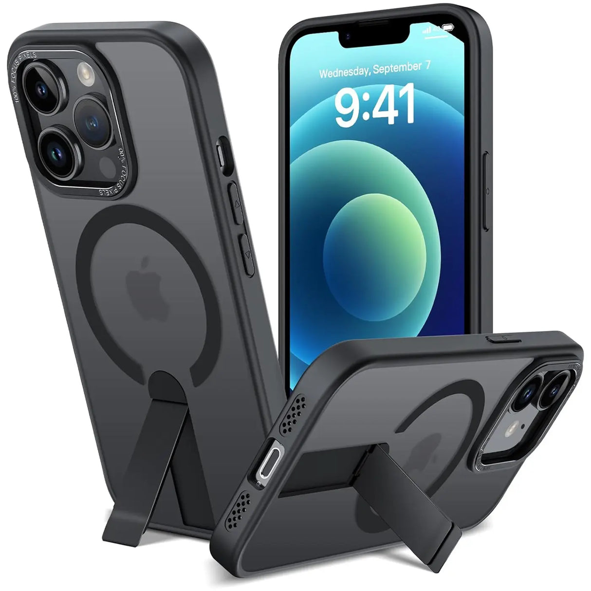 Robuste iPhone 12 Pro Max / 13 Pro Max Hülle mit integriertem Kickstand, starkem Magnetring für MagSafe und stoßfestem Gehäuse