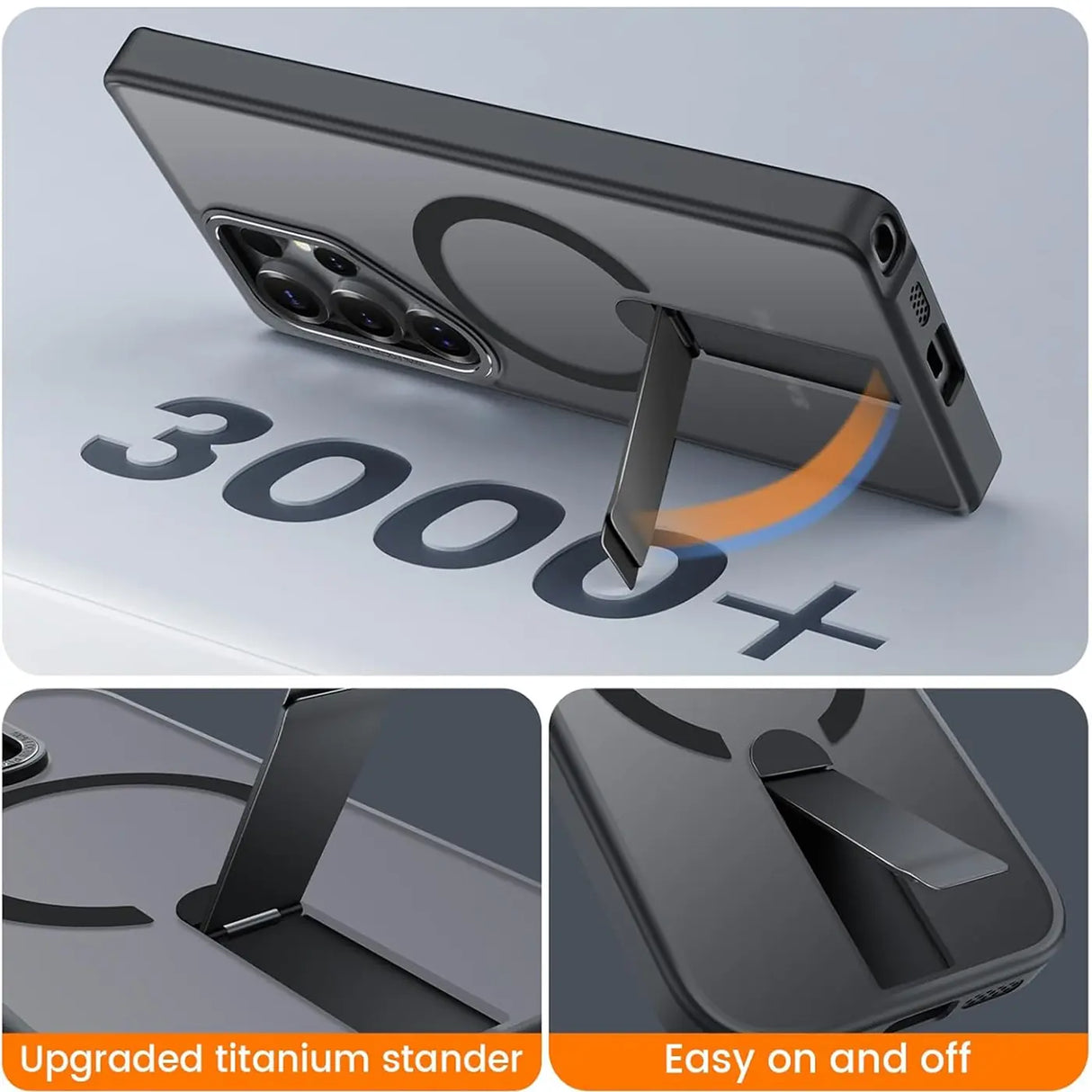 Robuste Samsung Galaxy S24 Ultra Hülle mit integriertem Kickstand, starkem Magnetring für MagSafe und stoßfestem Gehäuse