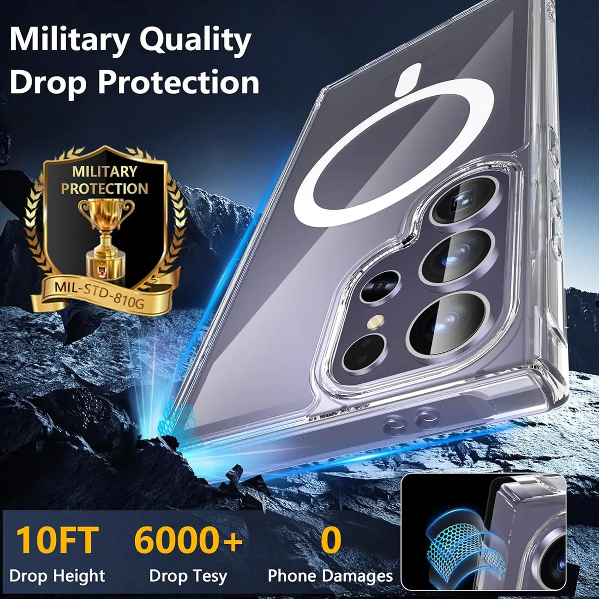 Sichere und elegante MagSafe Hülle für Samsung Galaxy S24 Ultra in Transparent