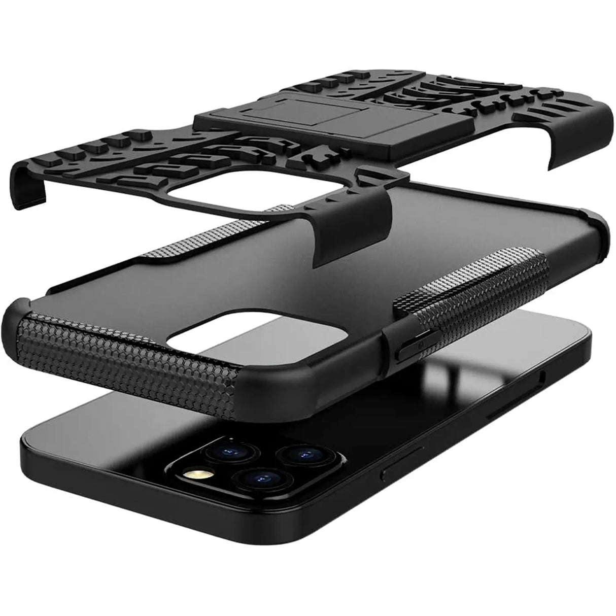 Sturzsichere, robuste Outdoor Handyhülle für iPhone 12 Pro Max in Schwarz
