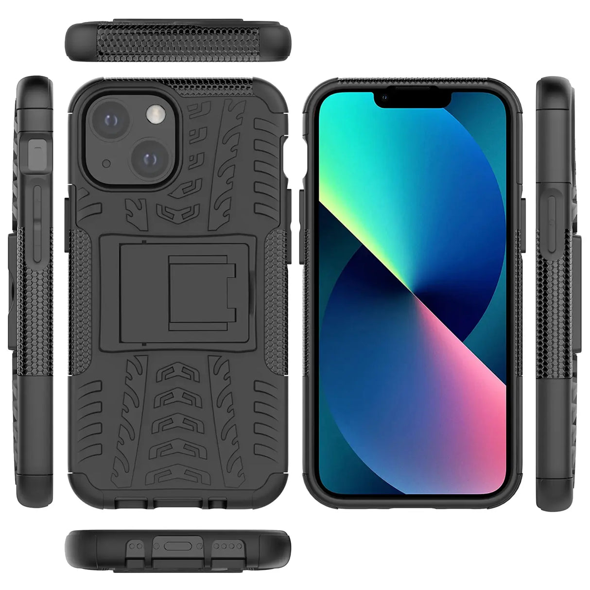 Sturzsichere, robuste Outdoor Handyhülle für iPhone 13 in Schwarz
