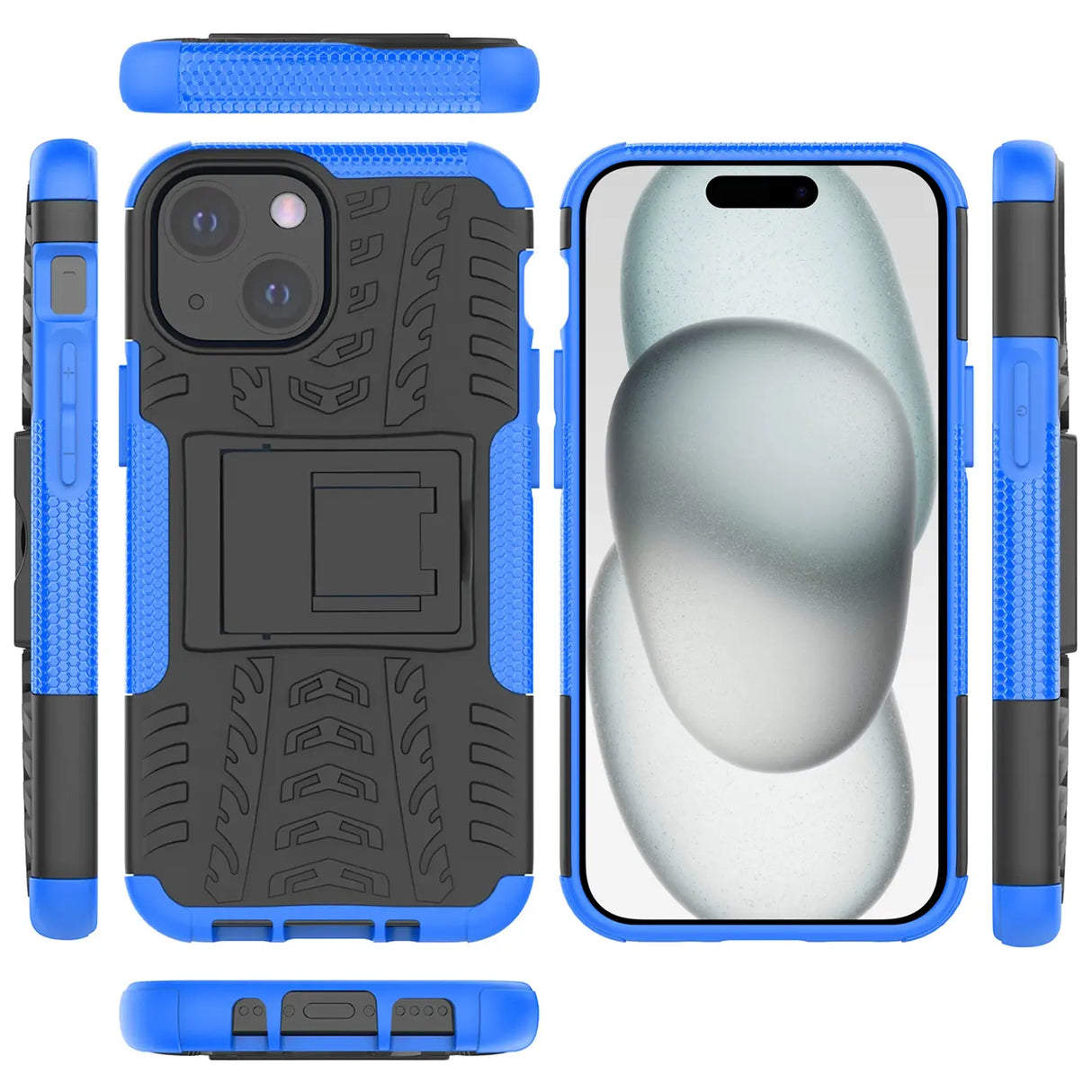 Sturzsichere, robuste Outdoor Handyhülle für iPhone 15 in Blau