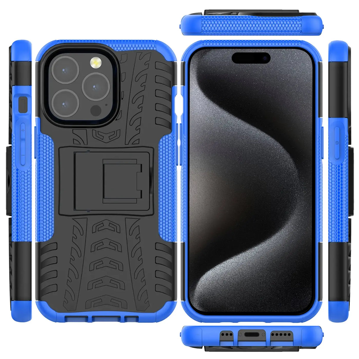 Sturzsichere, robuste Outdoor Handyhülle für iPhone 15 Pro in Blau