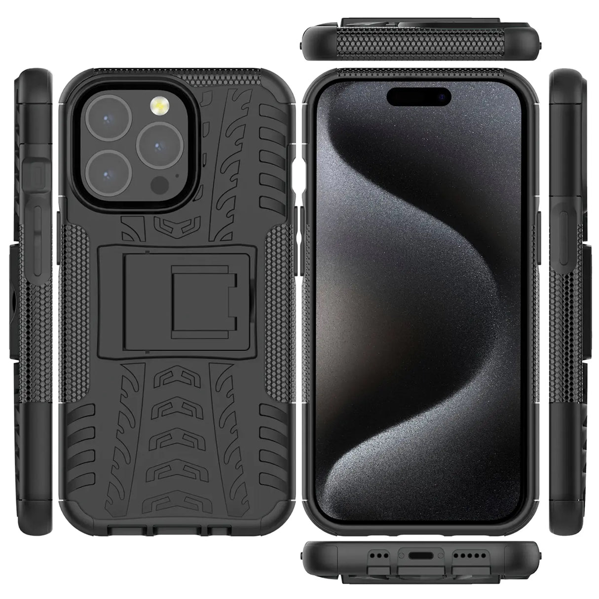 Sturzsichere, robuste Outdoor Handyhülle für iPhone 15 Pro Max in Schwarz