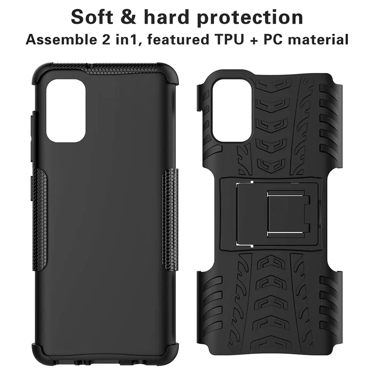 Sturzsichere, robuste Outdoor Handyhülle für Samsung Galaxy A03s in Schwarz