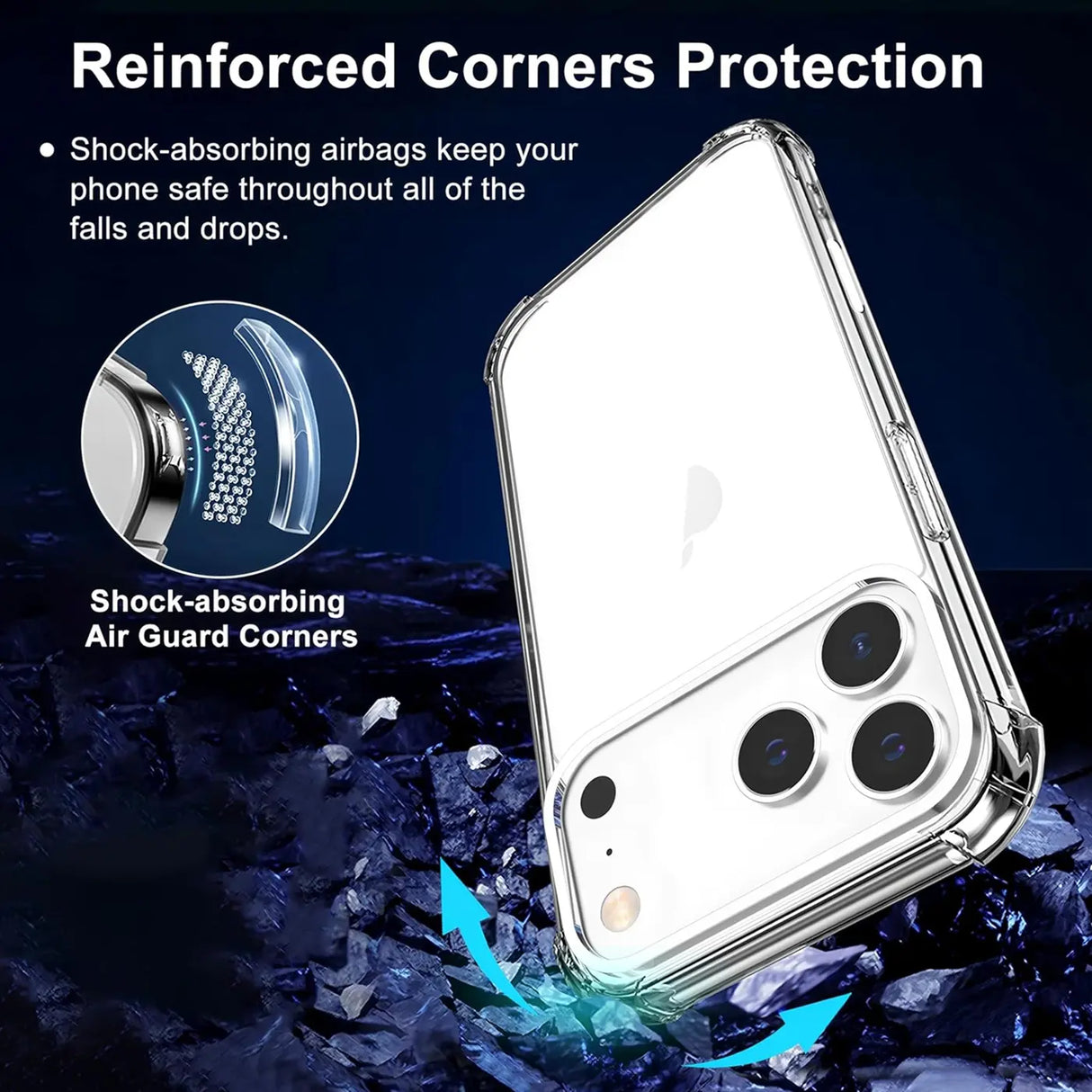 Stoßdämpfende, durchsichtige Handyhülle für iPhone 17 Pro Max