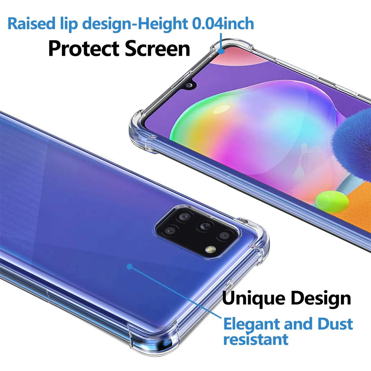 Stoßdämpfende, durchsichtige Handyhülle für Samsung Galaxy A31