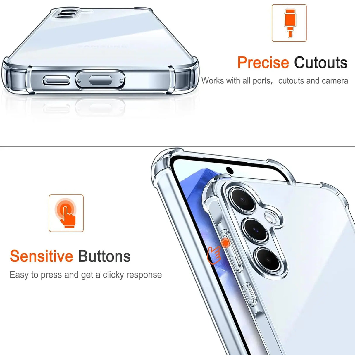 Stoßdämpfende, durchsichtige Handyhülle für Samsung Galaxy A55 5G