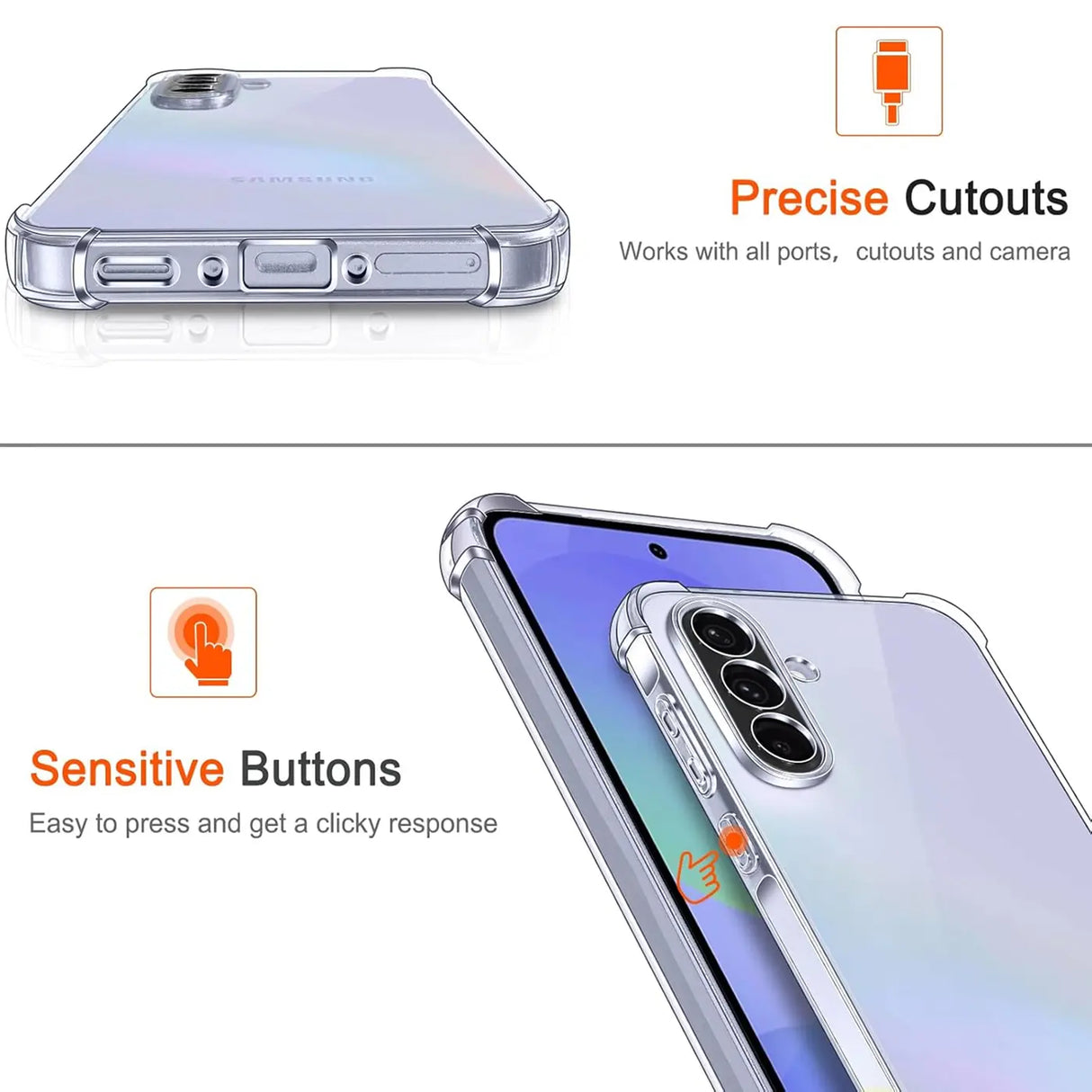 Stoßdämpfende, durchsichtige Handyhülle für Samsung Galaxy A56 5G