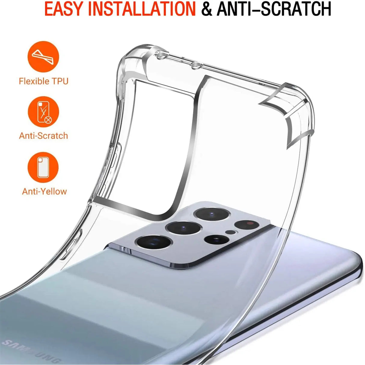 Stoßdämpfende, durchsichtige Handyhülle für Samsung Galaxy S21 Ultra